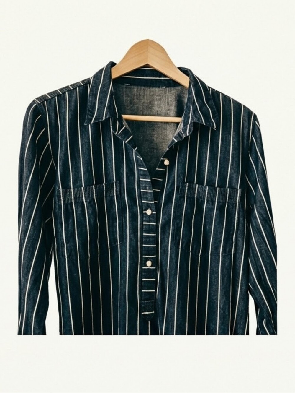 Pinstripe Jean Dress - Indigo - Picture 3 of 3